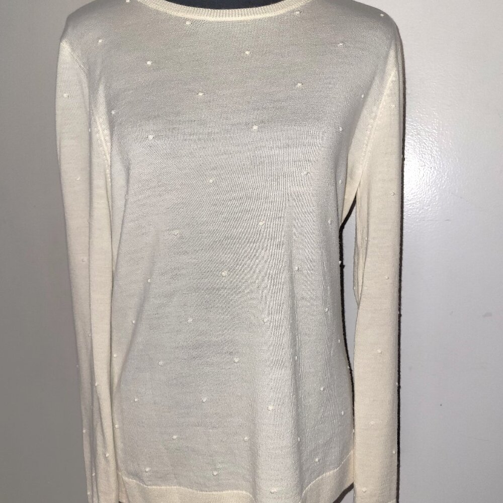 Brooks Brothers Cream Knot-Dot "364" Merino Wool Sweater - L